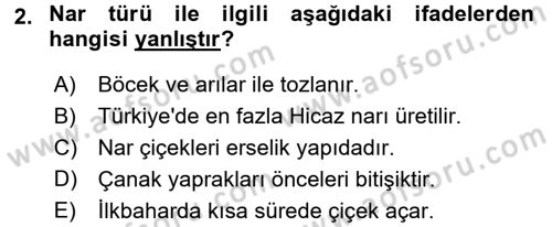 Bahçe Tarımı 2 Dersi 2016 - 2017 Yılı (Final) Dönem Sonu Sınav Soruları 2. Soru