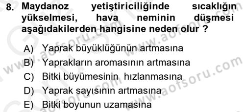Bahçe Tarımı 2 Dersi 2016 - 2017 Yılı (Final) Dönem Sonu Sınav Soruları 8. Soru