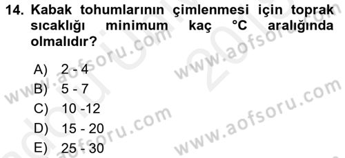 Bahçe Tarımı 2 Dersi 2017 - 2018 Yılı 3 Ders Sınavı 14. Soru