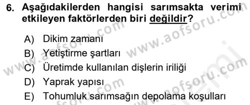 Bahçe Tarımı 2 Dersi 2017 - 2018 Yılı 3 Ders Sınavı 6. Soru