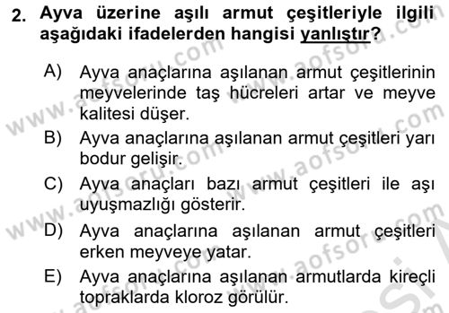Bahçe Tarımı 2 Dersi 2017 - 2018 Yılı (Vize) Ara Sınav Soruları 2. Soru