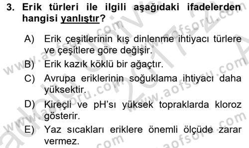 Bahçe Tarımı 2 Dersi 2017 - 2018 Yılı (Vize) Ara Sınav Soruları 3. Soru