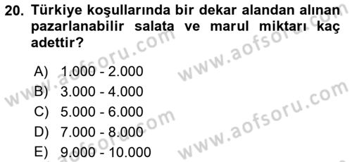 Bahçe Tarımı 2 Dersi 2017 - 2018 Yılı (Final) Dönem Sonu Sınav Soruları 20. Soru