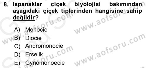 Bahçe Tarımı 2 Dersi 2017 - 2018 Yılı (Final) Dönem Sonu Sınav Soruları 8. Soru