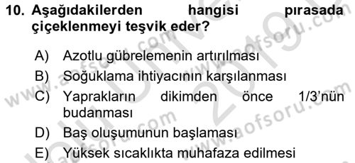 Bahçe Tarımı 2 Dersi 2018 - 2019 Yılı 3 Ders Sınav Soruları 10. Soru