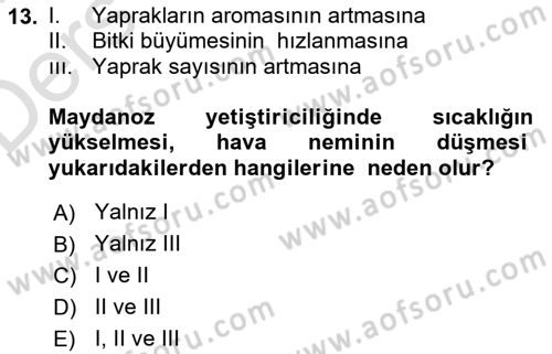 Bahçe Tarımı 2 Dersi 2018 - 2019 Yılı 3 Ders Sınav Soruları 13. Soru