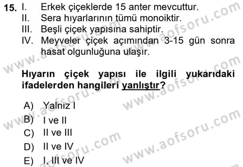 Bahçe Tarımı 2 Dersi 2018 - 2019 Yılı 3 Ders Sınav Soruları 15. Soru