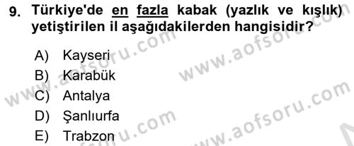Bahçe Tarımı 2 Dersi 2018 - 2019 Yılı 3 Ders Sınav Soruları 9. Soru
