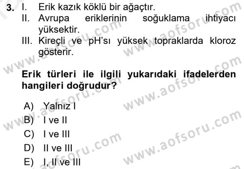 Bahçe Tarımı 2 Dersi 2018 - 2019 Yılı (Vize) Ara Sınav Soruları 3. Soru