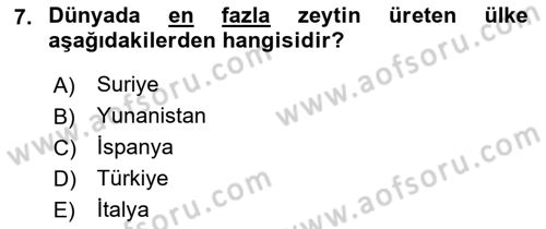Bahçe Tarımı 2 Dersi 2018 - 2019 Yılı (Vize) Ara Sınav Soruları 7. Soru