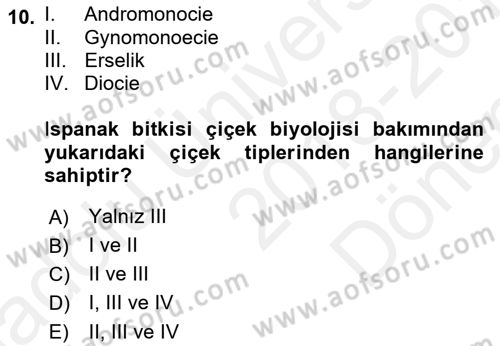 Bahçe Tarımı 2 Dersi 2018 - 2019 Yılı (Final) Dönem Sonu Sınav Soruları 10. Soru