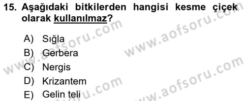 Bahçe Tarımı 2 Dersi 2018 - 2019 Yılı (Final) Dönem Sonu Sınav Soruları 15. Soru