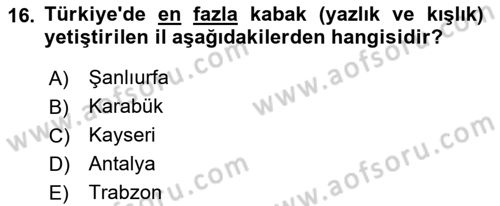Bahçe Tarımı 2 Dersi 2018 - 2019 Yılı (Final) Dönem Sonu Sınav Soruları 16. Soru