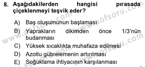 Bahçe Tarımı 2 Dersi 2018 - 2019 Yılı (Final) Dönem Sonu Sınav Soruları 8. Soru