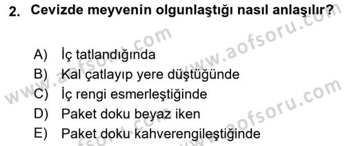 Bahçe Tarımı 2 Dersi 2018 - 2019 Yılı Yaz Okulu Sınav Soruları 2. Soru