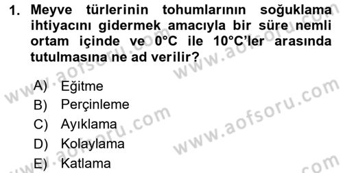 Bahçe Tarımı 2 Dersi 2020 - 2021 Yılı Yaz Okulu Sınavı 1. Soru