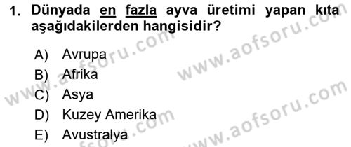 Bahçe Tarımı 2 Dersi 2021 - 2022 Yılı (Vize) Ara Sınav Soruları 1. Soru