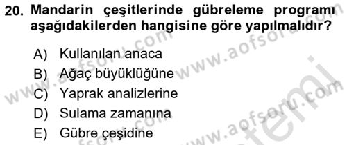 Bahçe Tarımı 2 Dersi 2021 - 2022 Yılı (Vize) Ara Sınav Soruları 20. Soru