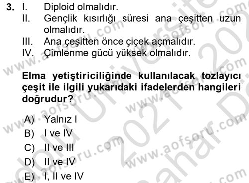 Bahçe Tarımı 2 Dersi 2021 - 2022 Yılı (Vize) Ara Sınav Soruları 3. Soru