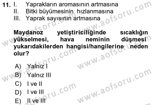 Bahçe Tarımı 2 Dersi 2021 - 2022 Yılı (Final) Dönem Sonu Sınav Soruları 11. Soru
