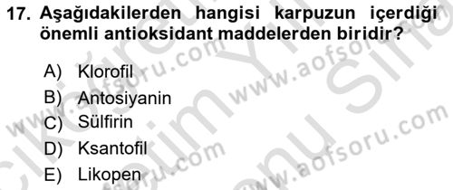 Bahçe Tarımı 2 Dersi 2021 - 2022 Yılı (Final) Dönem Sonu Sınav Soruları 17. Soru