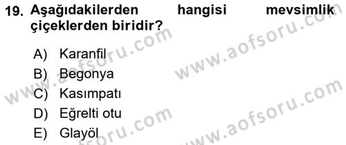 Bahçe Tarımı 2 Dersi 2021 - 2022 Yılı (Final) Dönem Sonu Sınav Soruları 19. Soru