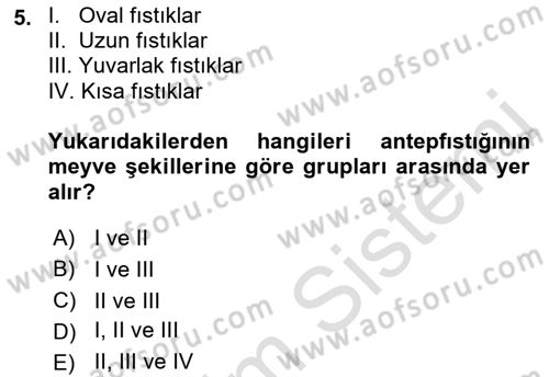 Bahçe Tarımı 2 Dersi 2021 - 2022 Yılı Yaz Okulu Sınavı 5. Soru