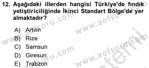 Bahçe Tarımı 2 Dersi 2023 - 2024 Yılı (Vize) Ara Sınav Soruları 12. Soru