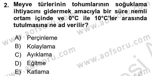 Bahçe Tarımı 2 Dersi 2023 - 2024 Yılı (Vize) Ara Sınav Soruları 2. Soru