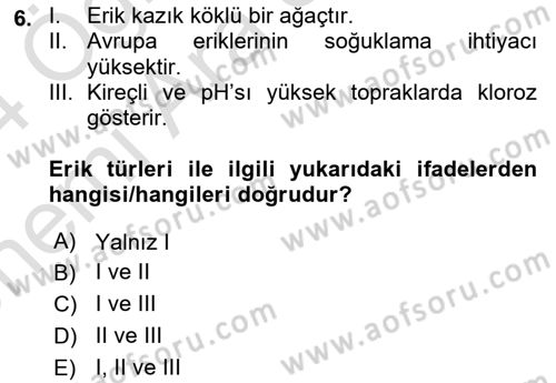 Bahçe Tarımı 2 Dersi 2023 - 2024 Yılı (Vize) Ara Sınav Soruları 6. Soru