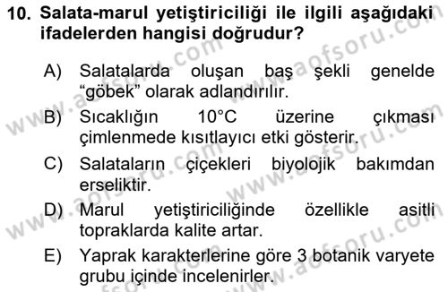 Bahçe Tarımı 2 Dersi 2023 - 2024 Yılı (Final) Dönem Sonu Sınav Soruları 10. Soru