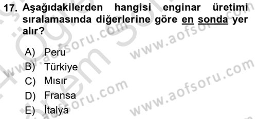 Bahçe Tarımı 2 Dersi 2023 - 2024 Yılı (Final) Dönem Sonu Sınav Soruları 17. Soru