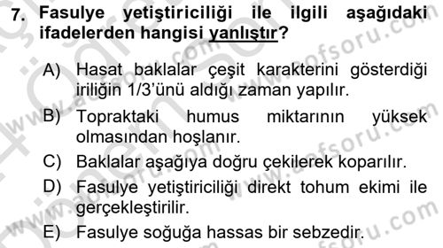 Bahçe Tarımı 2 Dersi 2023 - 2024 Yılı (Final) Dönem Sonu Sınav Soruları 7. Soru