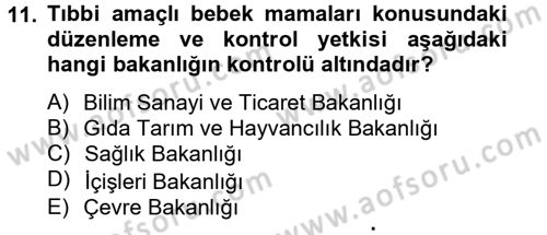 Gıda Bilimi ve Teknolojisi Dersi 2012 - 2013 Yılı (Vize) Ara Sınav Soruları 11. Soru