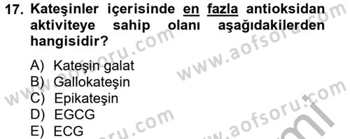 Gıda Bilimi ve Teknolojisi Dersi 2012 - 2013 Yılı (Vize) Ara Sınav Soruları 17. Soru