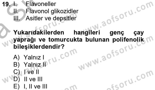 Gıda Bilimi ve Teknolojisi Dersi 2012 - 2013 Yılı (Vize) Ara Sınav Soruları 19. Soru
