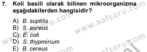Gıda Bilimi ve Teknolojisi Dersi 2012 - 2013 Yılı (Vize) Ara Sınav Soruları 7. Soru