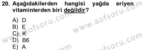 Gıda Bilimi ve Teknolojisi Dersi 2012 - 2013 Yılı (Final) Dönem Sonu Sınavı 20. Soru