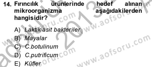 Gıda Bilimi ve Teknolojisi Dersi 2013 - 2014 Yılı (Vize) Ara Sınav Soruları 14. Soru