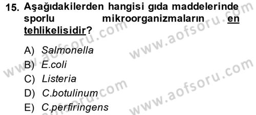 Gıda Bilimi ve Teknolojisi Dersi 2013 - 2014 Yılı (Vize) Ara Sınav Soruları 15. Soru