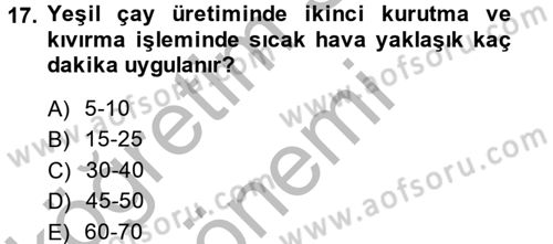 Gıda Bilimi ve Teknolojisi Dersi 2013 - 2014 Yılı (Vize) Ara Sınav Soruları 17. Soru