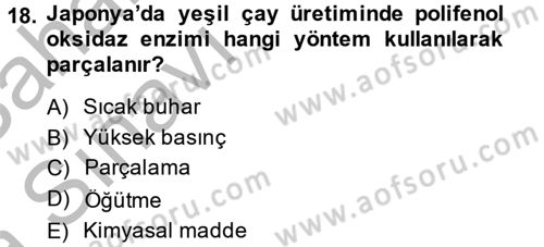 Gıda Bilimi ve Teknolojisi Dersi 2013 - 2014 Yılı (Vize) Ara Sınav Soruları 18. Soru