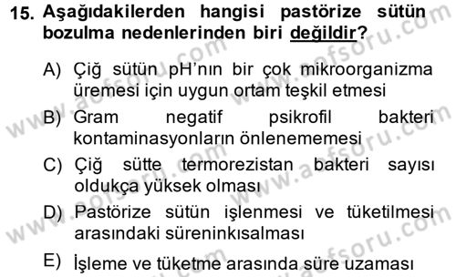 Gıda Bilimi ve Teknolojisi Dersi 2013 - 2014 Yılı (Final) Dönem Sonu Sınav Soruları 15. Soru
