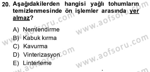 Gıda Bilimi ve Teknolojisi Dersi 2013 - 2014 Yılı (Final) Dönem Sonu Sınav Soruları 20. Soru