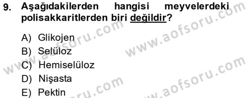 Gıda Bilimi ve Teknolojisi Dersi 2013 - 2014 Yılı (Final) Dönem Sonu Sınav Soruları 9. Soru
