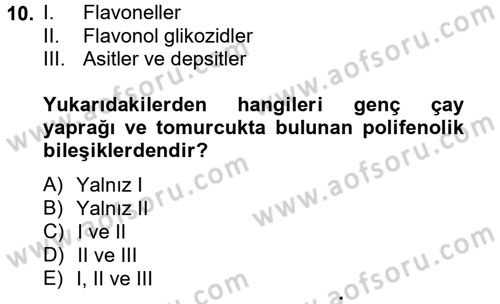 Gıda Bilimi ve Teknolojisi Dersi 2013 - 2014 Yılı Tek Ders Sınavı 10. Soru