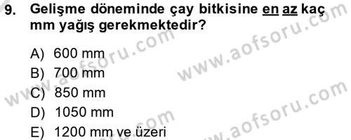 Gıda Bilimi ve Teknolojisi Dersi 2013 - 2014 Yılı Tek Ders Sınavı 9. Soru