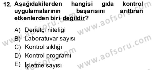 Gıda Bilimi ve Teknolojisi Dersi 2014 - 2015 Yılı (Vize) Ara Sınav Soruları 12. Soru