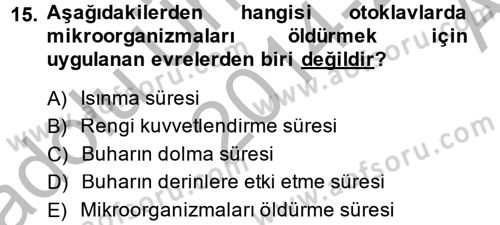 Gıda Bilimi ve Teknolojisi Dersi 2014 - 2015 Yılı (Vize) Ara Sınav Soruları 15. Soru