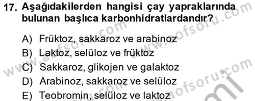 Gıda Bilimi ve Teknolojisi Dersi 2014 - 2015 Yılı (Vize) Ara Sınav Soruları 17. Soru